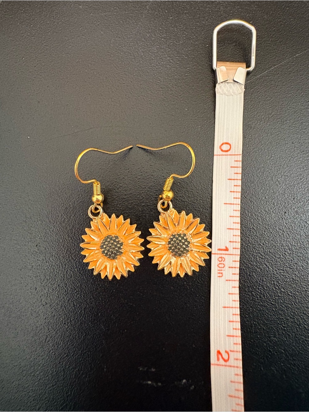 Sunflower Drop Earrings - Gold Yellow Sunflower Dangle